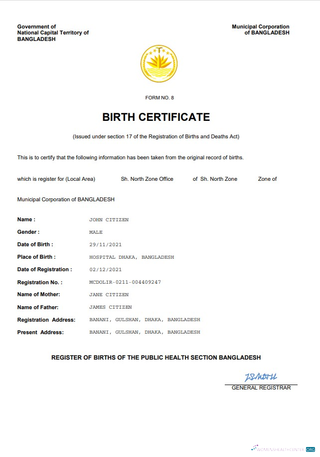 Download Bangladesh vital record birth certificate Word and PDF template Photoshop template